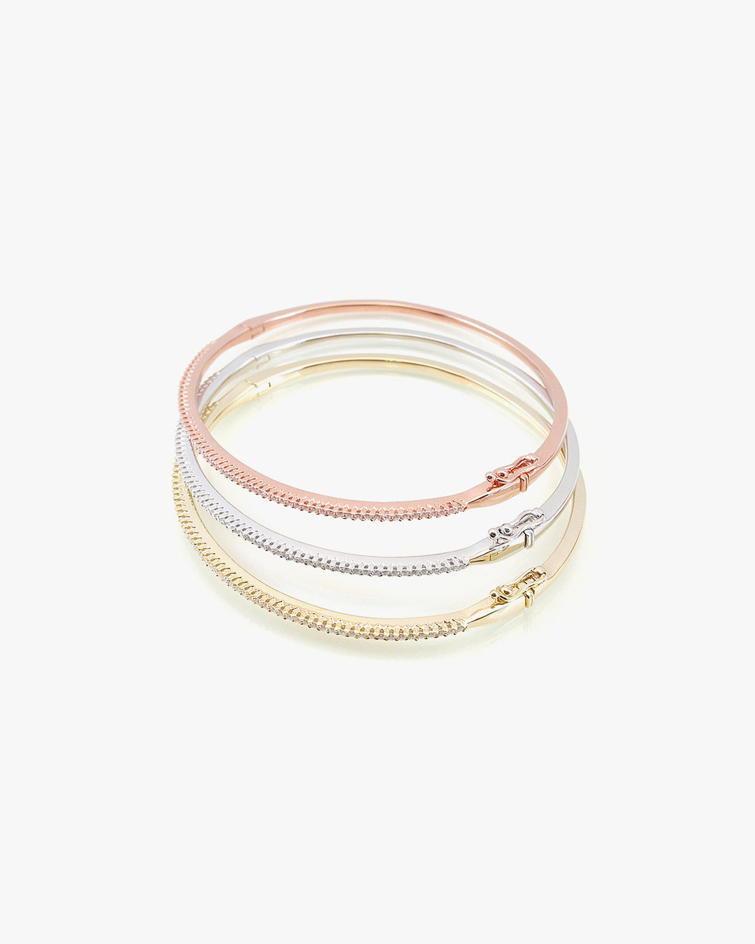 Simply Single Line Silver Layered Bangle Bracelet