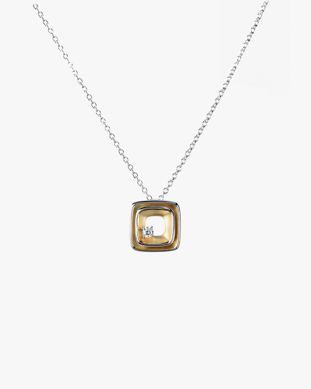 Tiny Matted Square Silver Necklace