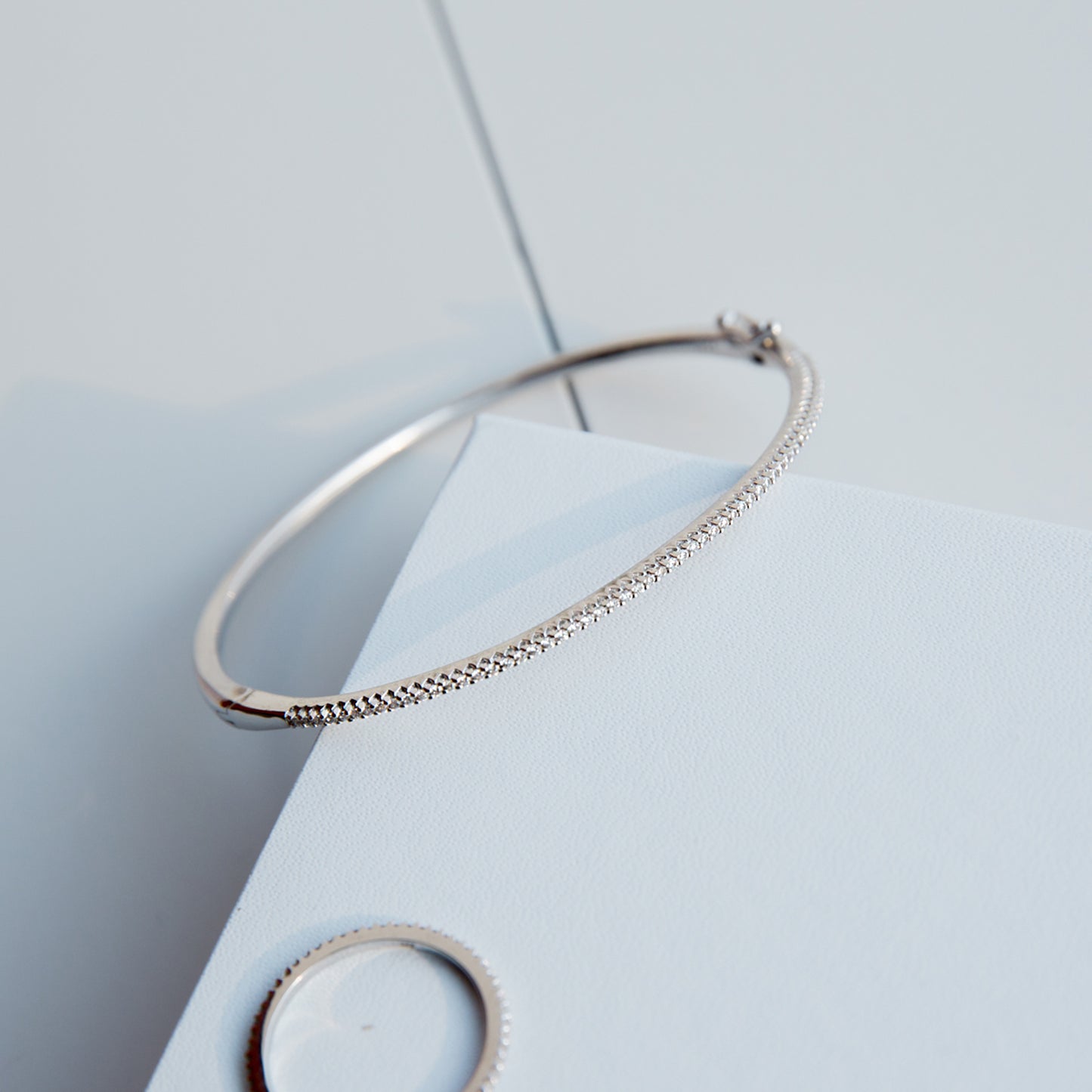 Simply Single Line Silver Layered Bangle Bracelet