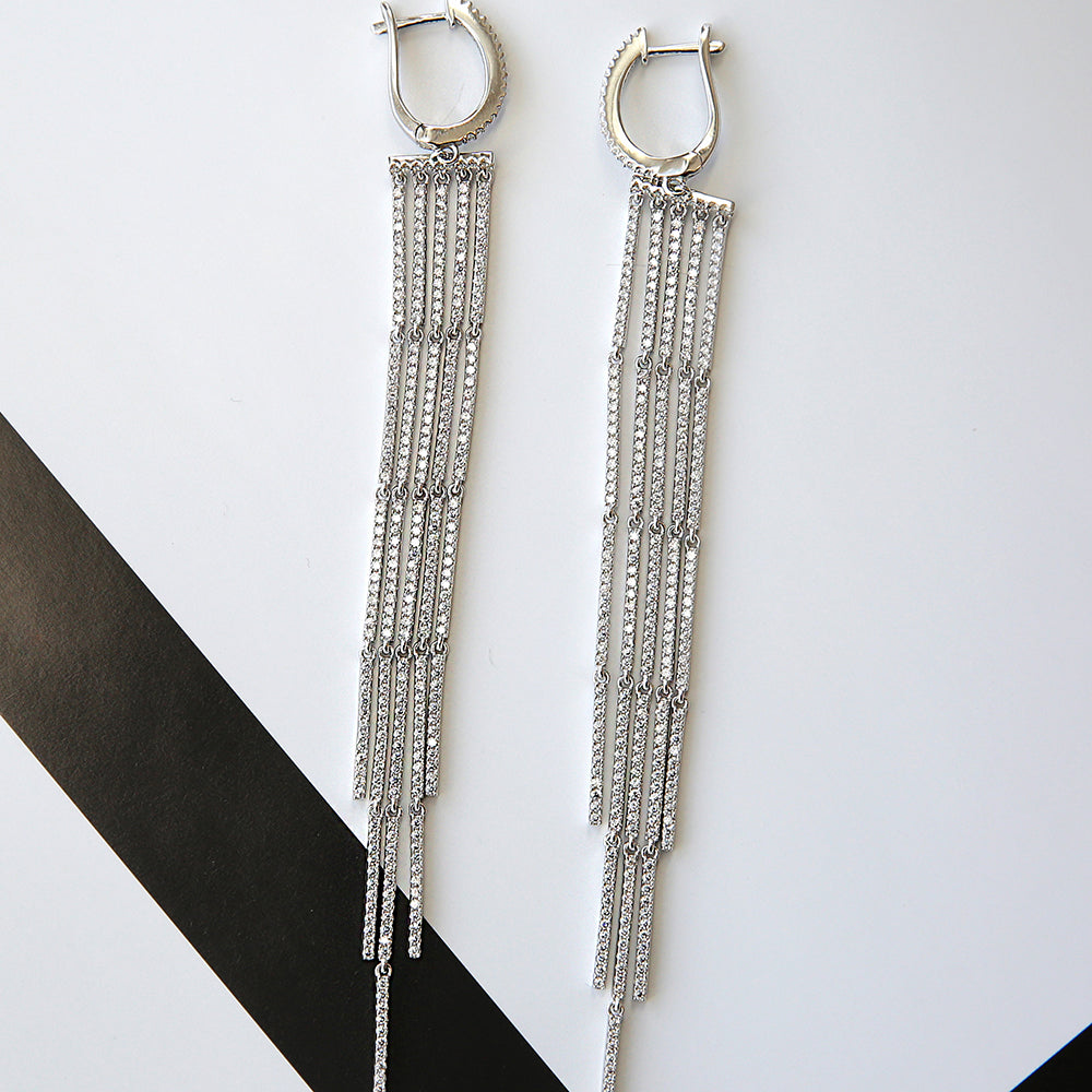 Shiny Rain Silver Chandelier Earrings