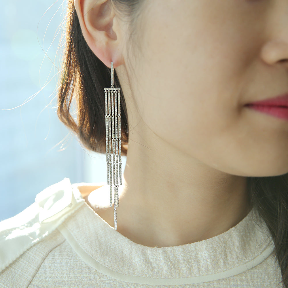 Shiny Rain Silver Chandelier Earrings