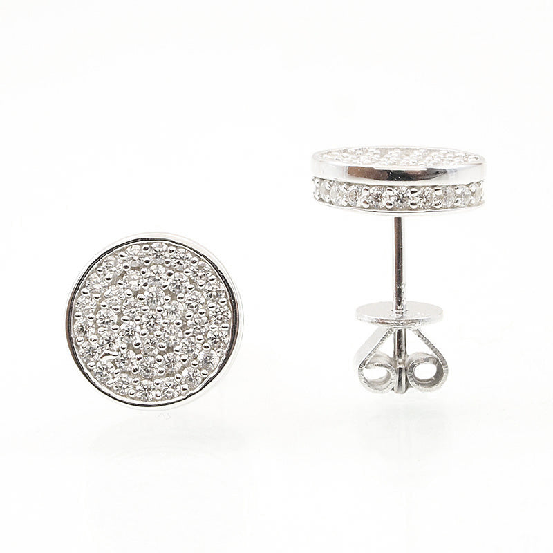 Single Button Silver Stud Earrings