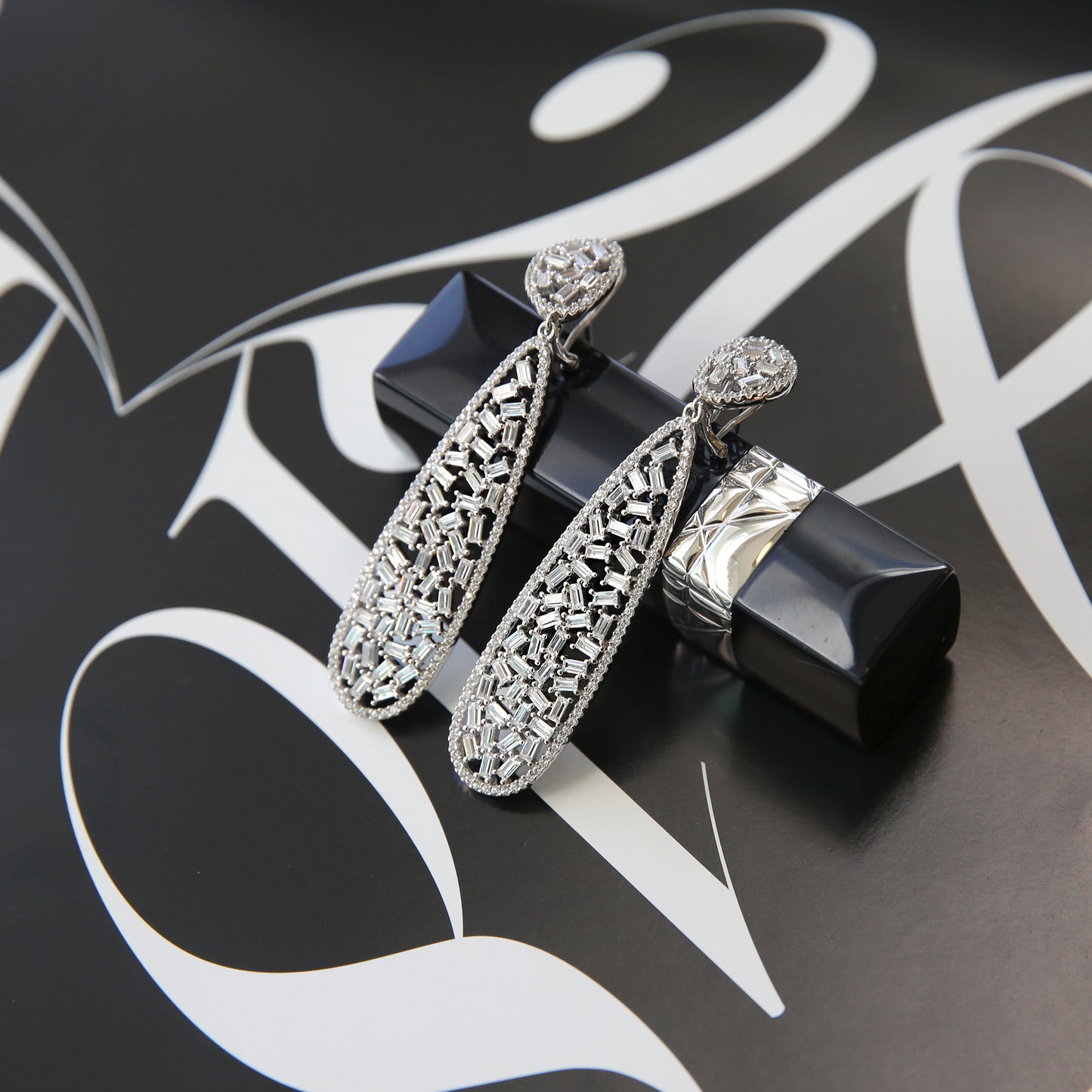 Talia Bagguette Silver Earrings