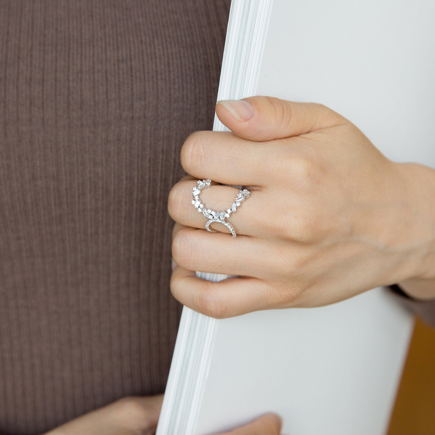 Baguette cut Cluster Silver Fashion Ring