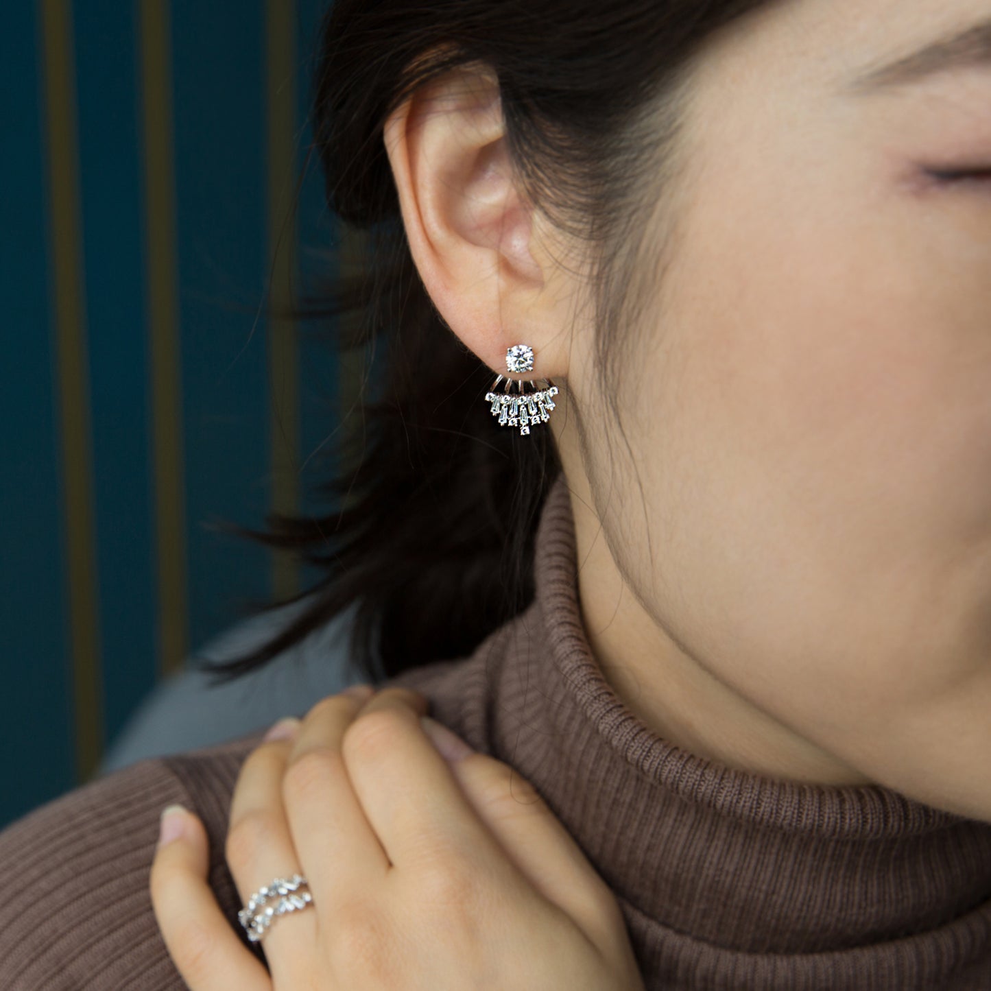 Sparkling Ear Jackets Silver Earrings