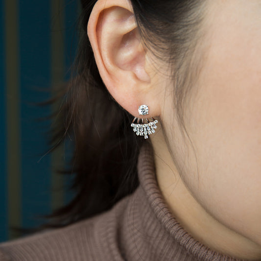 Sparkling Ear Jackets Silver Earrings