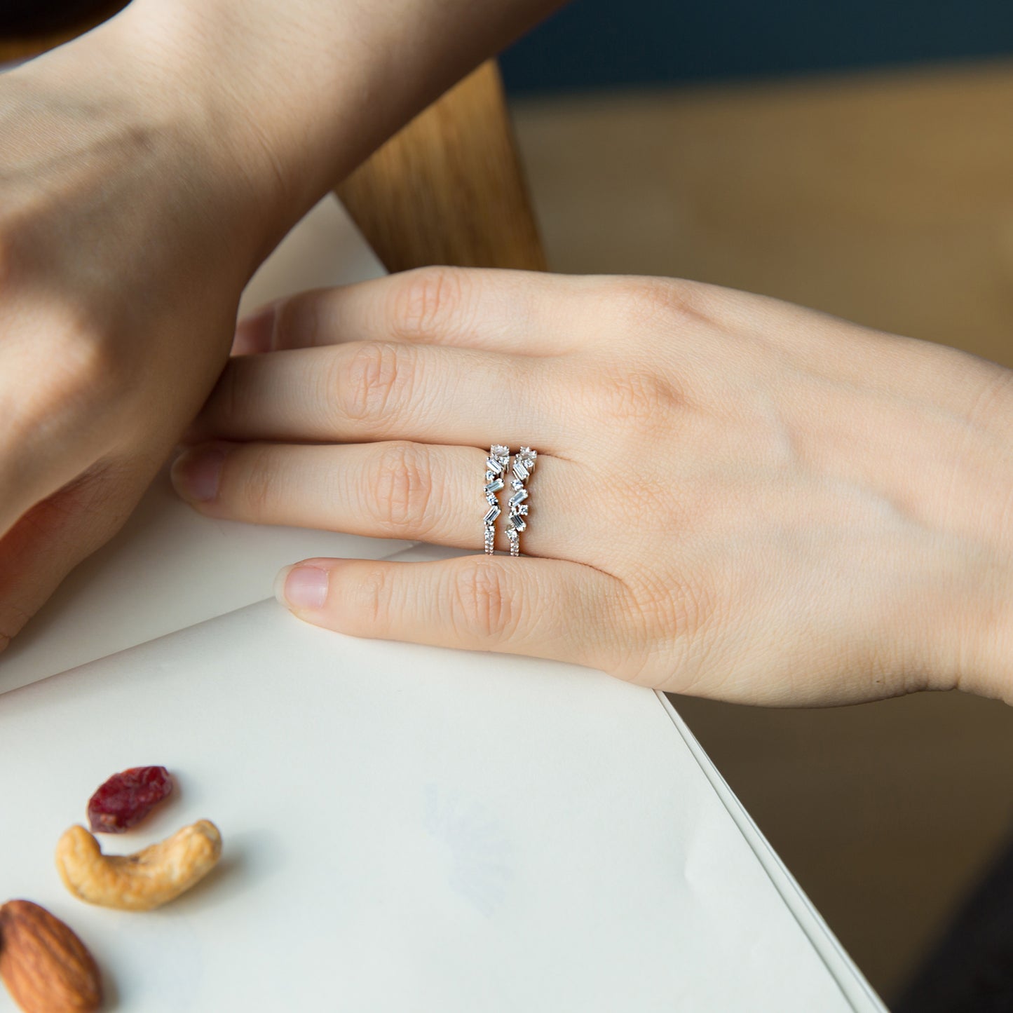 Baguette Sugar Silver Ring