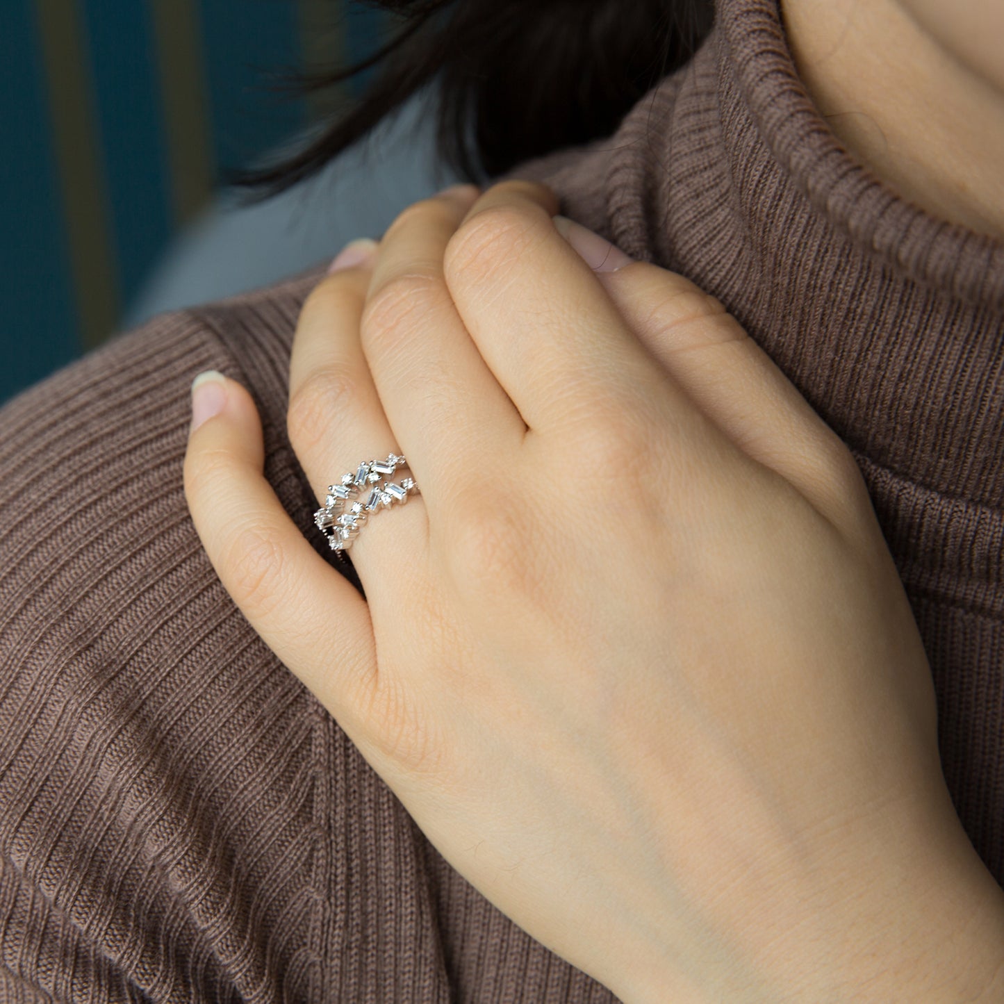 Baguette Sugar Silver Ring