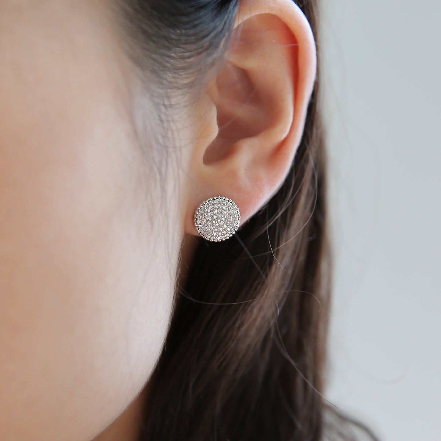 Tammy Button Silver Stud Earrings