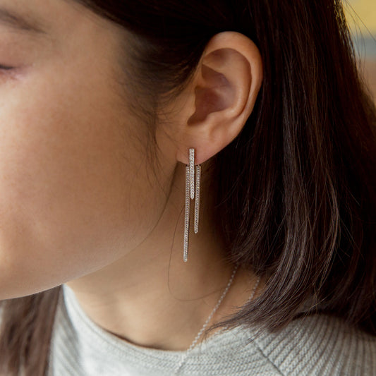 Triple Sticks Silver Earrings