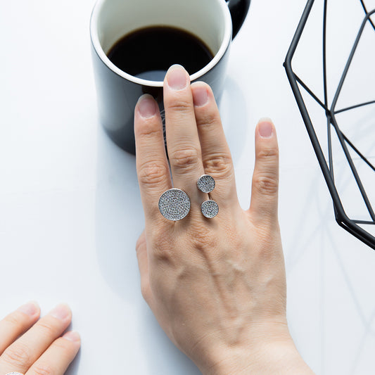 Triple Button Silver Ring