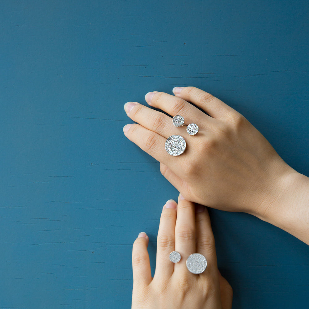 Triple Button Silver Ring