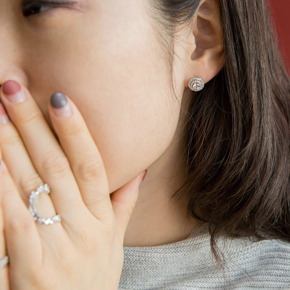 Two Around Silver Stud Earrings