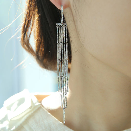 Shiny Rain Silver Chandelier Earrings