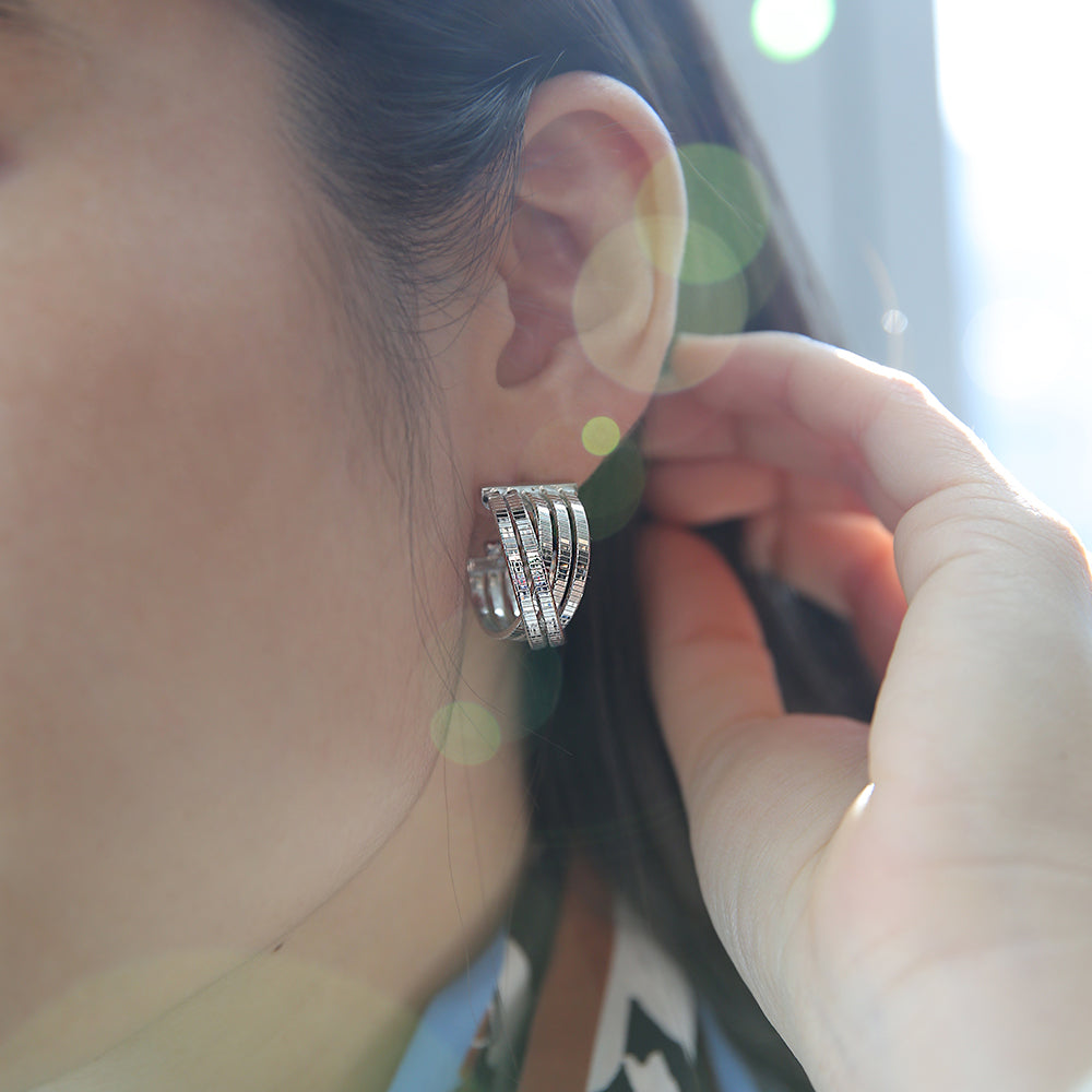 Glamorous Wire Silver Hoop Earrings